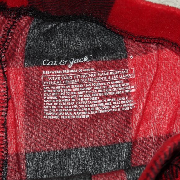 Kids Size 6 Cat & Jack Buffalo Plaid Long Sleeve Snuggly Soft Pajama Set - Picture 3 of 4